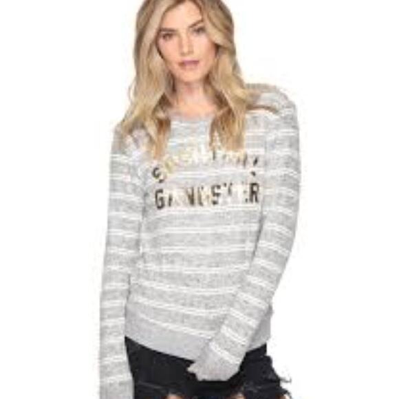 Spiritual Gangster Tops - SPIRITUAL GANGSTER GRAY STRIPE LONG SLEEVE SIZE MED